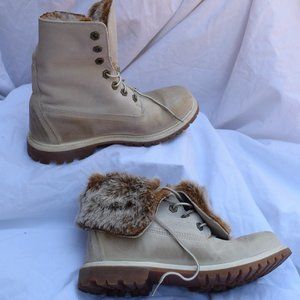 Fur lined Timberland fold-over boot sneakers